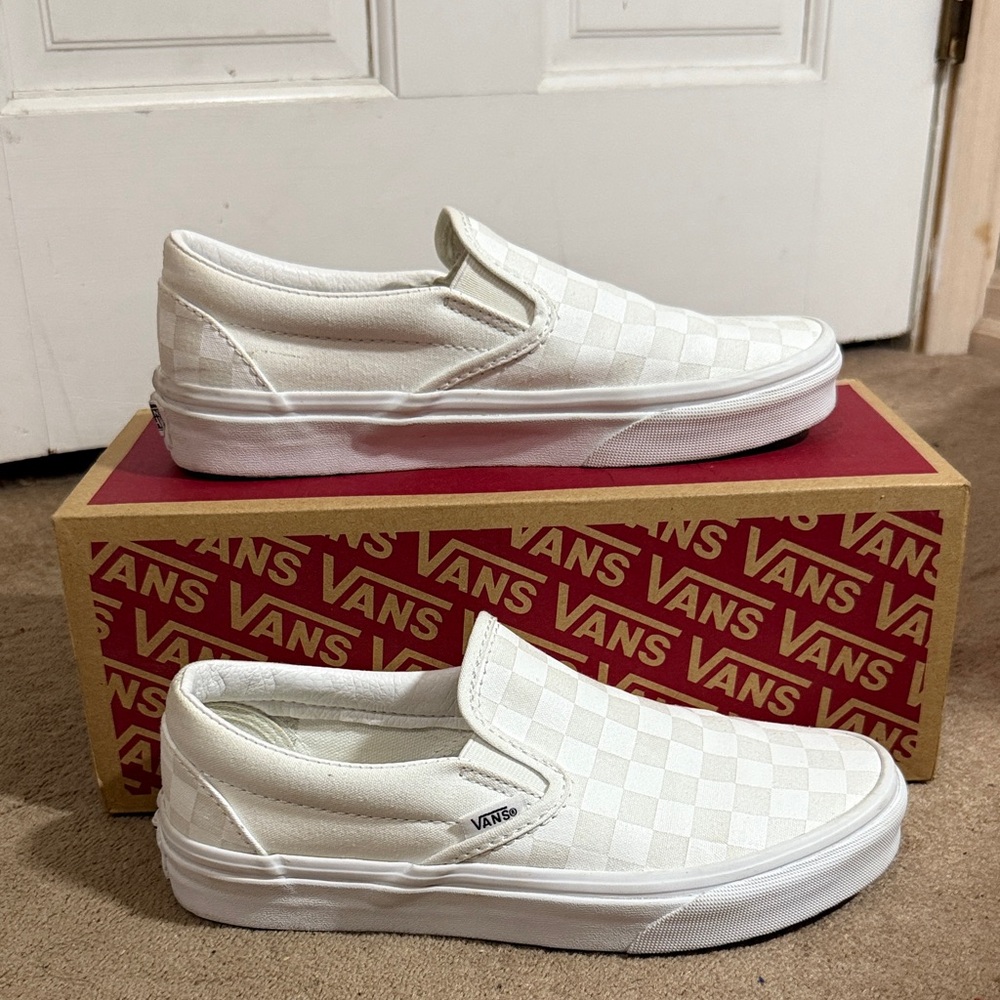 Vans Checkered White Slip-On Shoes